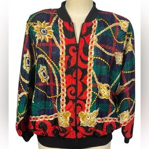 Vintage Peter Popovitch Colorful Art To Wear Zip Front 1990’s Jacket Sz M
